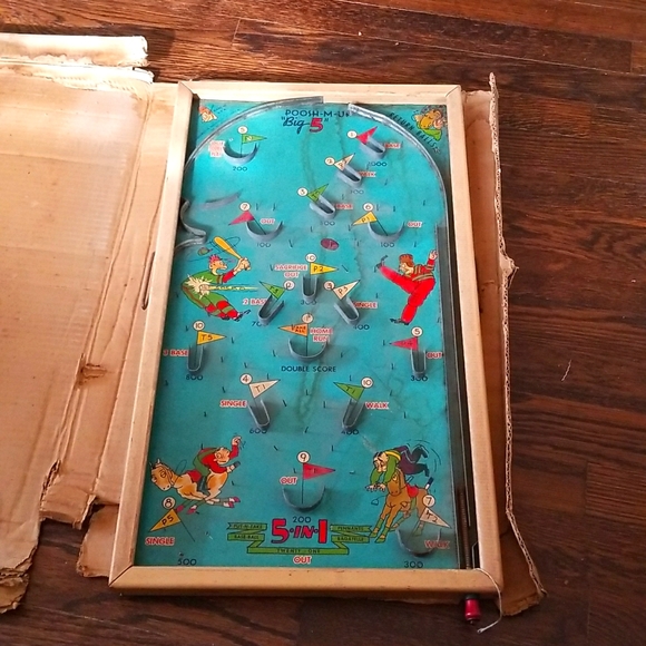 Vintage Accents Vintage Pooshmup Pinball Game Big 5 Baseball 93s